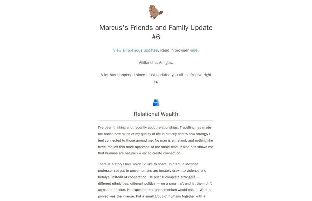 Friends and Family Update #6